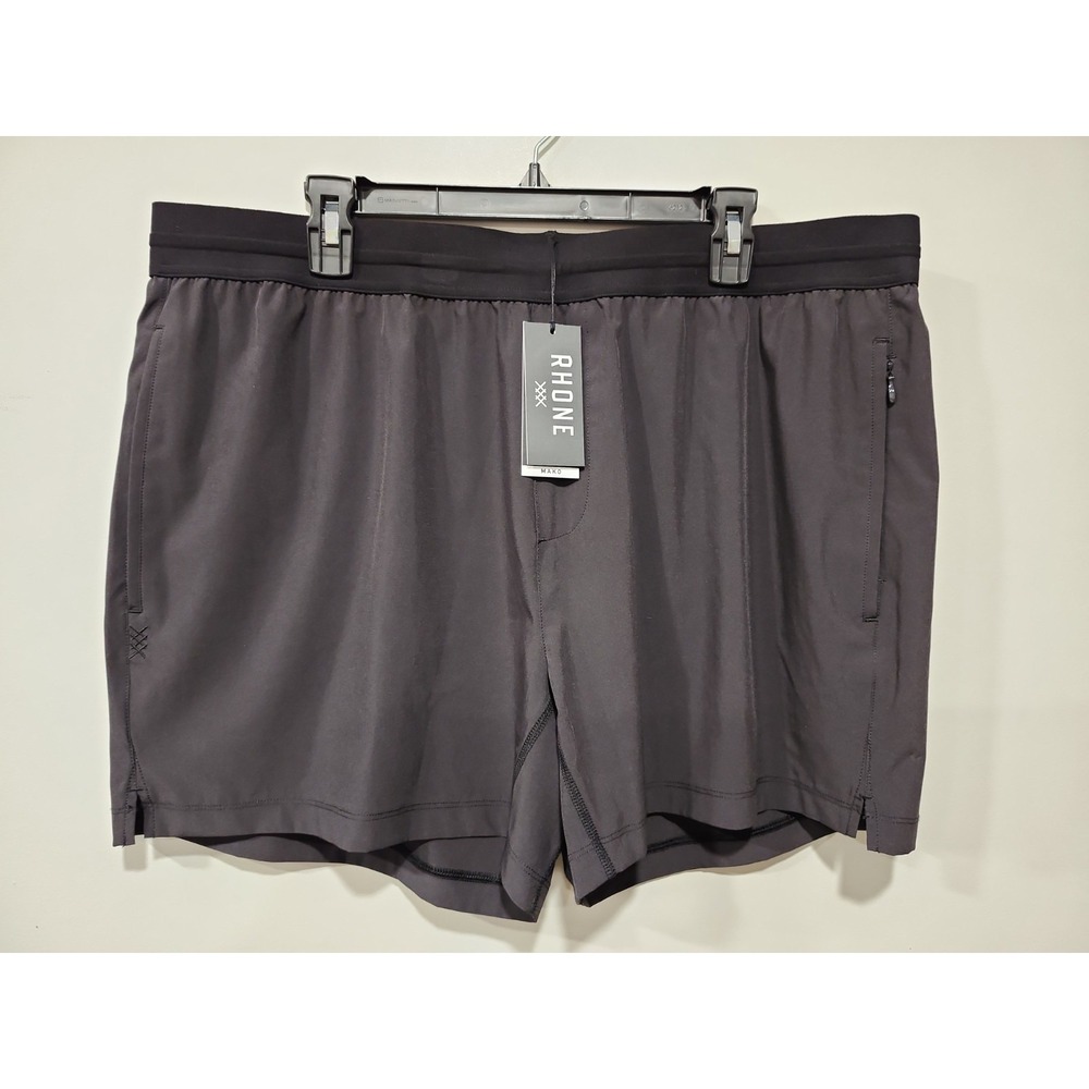 Rhone NWT 5" Mako Tech Shorts Unlined Men XXL Black Elastic Waist Drawstring New